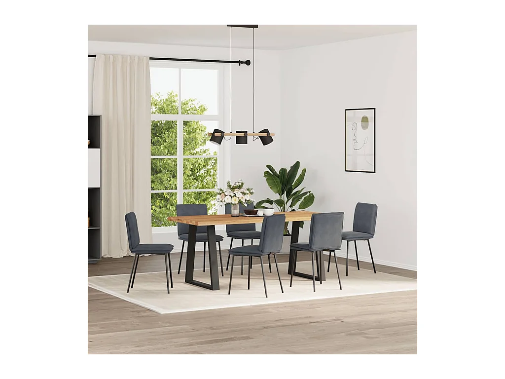 Eetkamerstoelen set van 6 donkergrijs fluweel