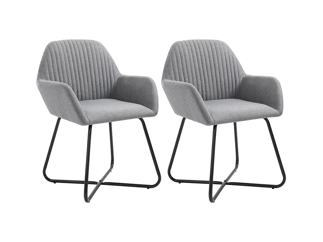 Eetkamerstoelen set van 2 lichtgrijze stof