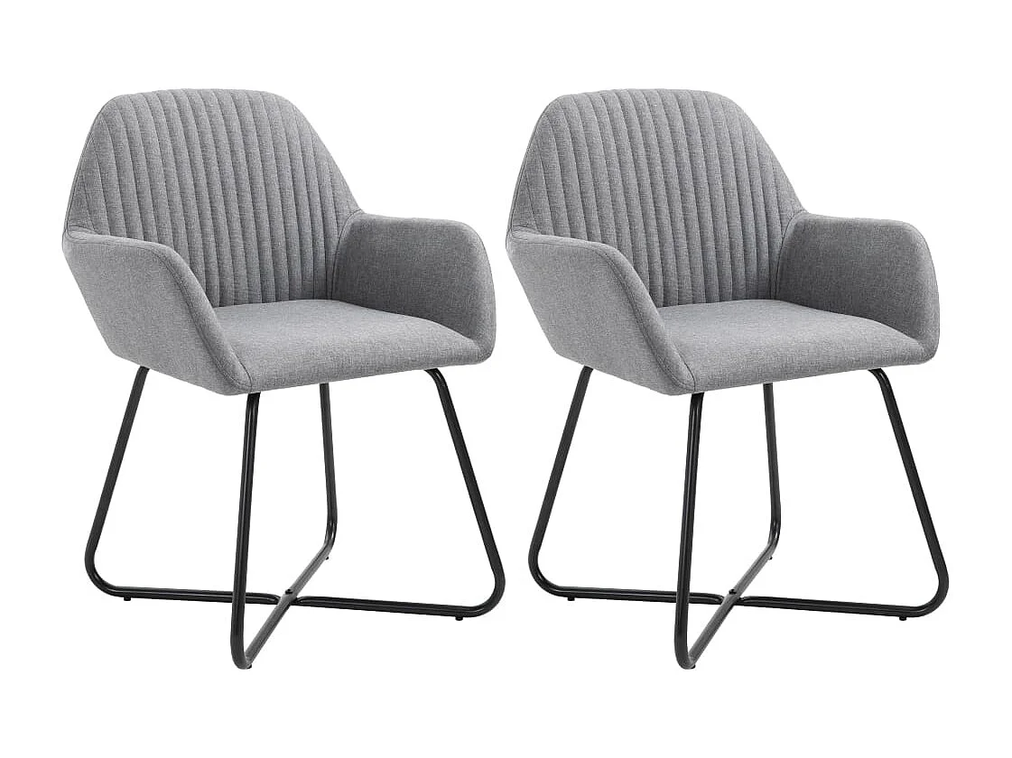 Chaises à manger lot de 2 gris clair tissu