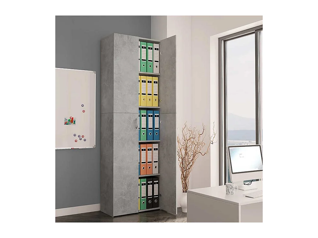 Betongrijze kantoorkast 60x32x190 cm bewerkt hout