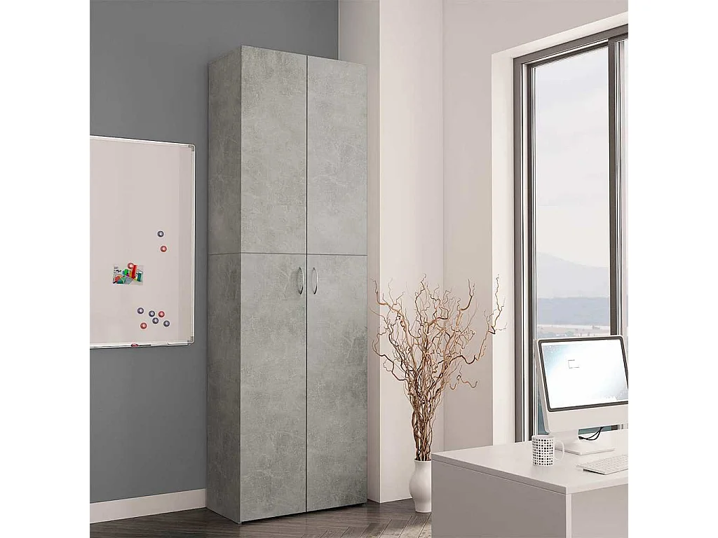 Armario de oficina gris hormigón 60x32x190 cm Madera de ingeniería