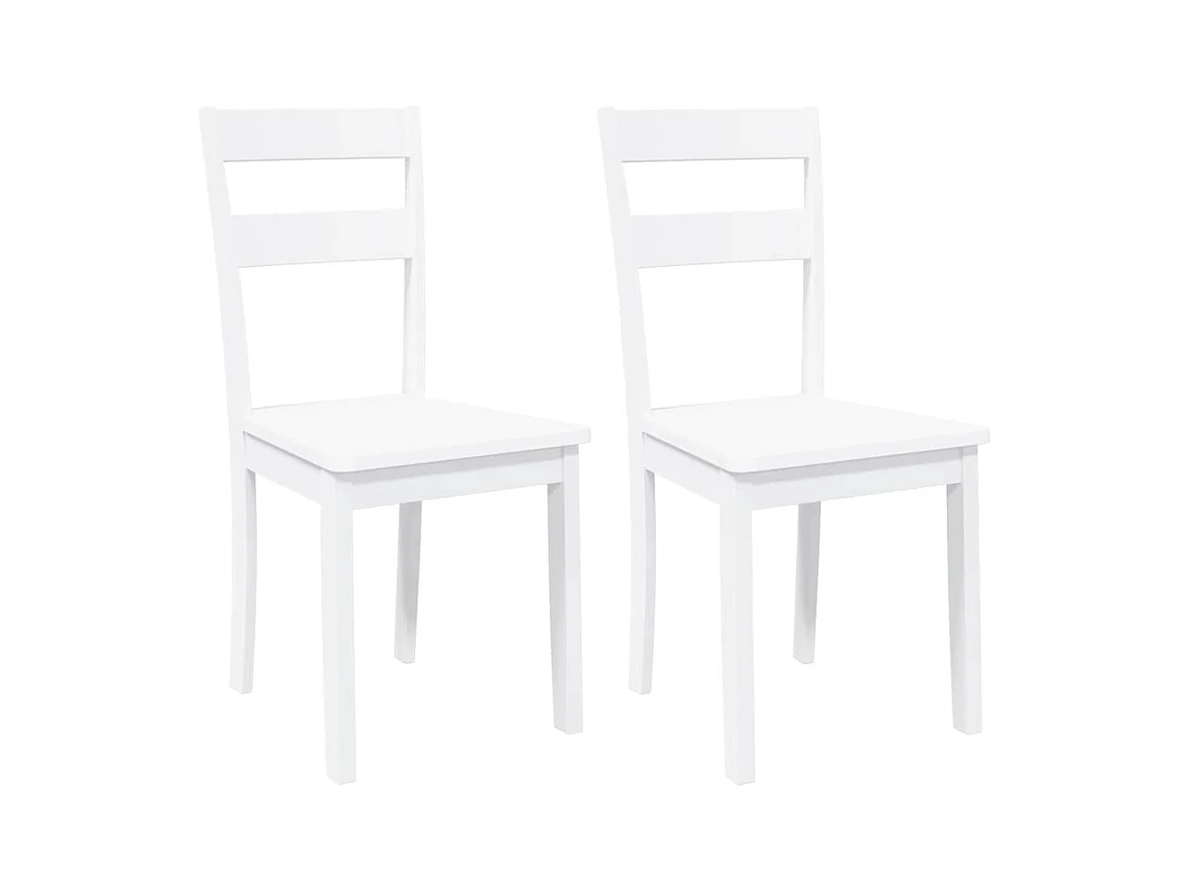 Chaises à manger 2 pcs blanc bois massif caoutchouc