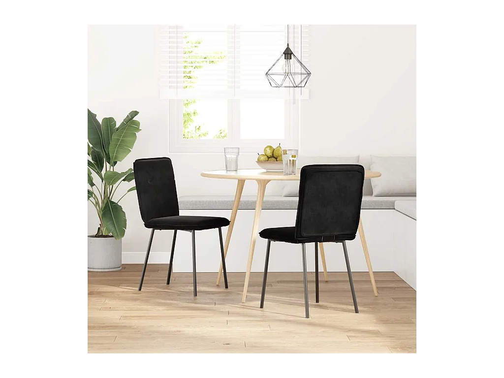 Juego de 2 sillas de comedor de terciopelo negro