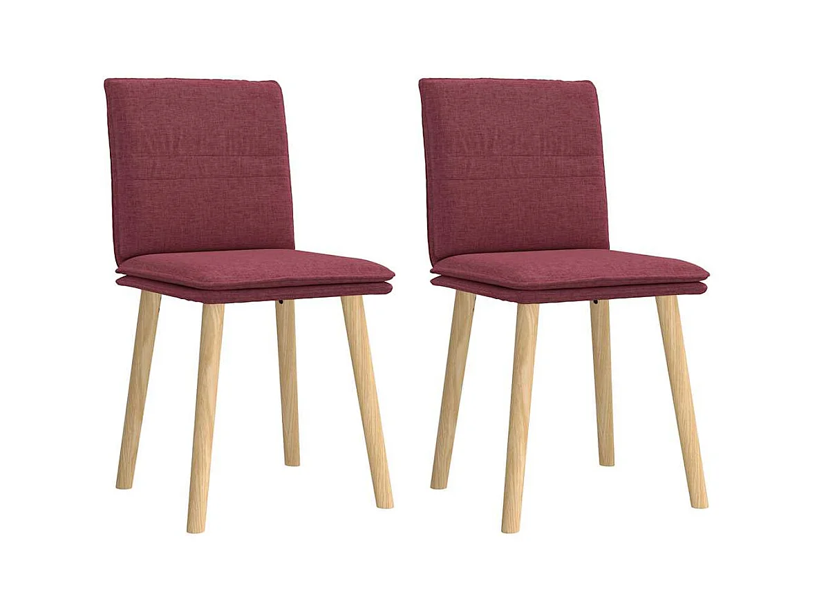 Chaises à manger lot de 2 rouge bordeaux tissu