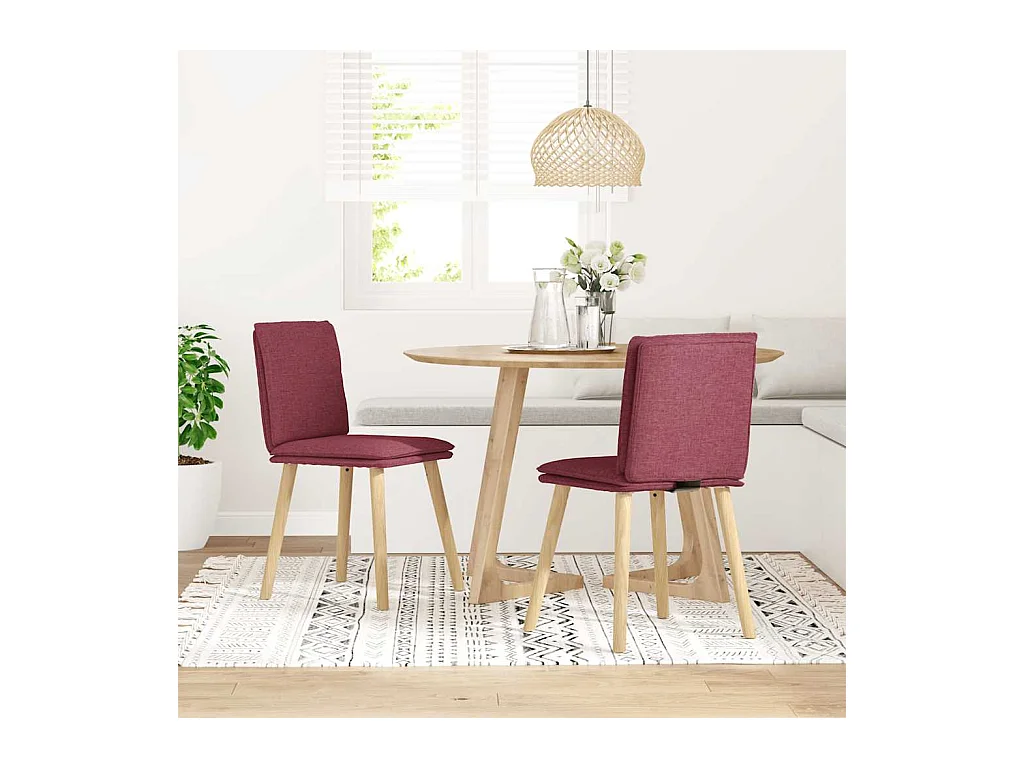 Chaises à manger lot de 2 rouge bordeaux tissu