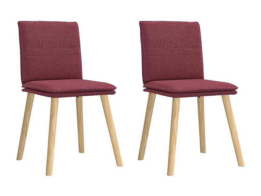 Chaises à manger lot de 2 rouge bordeaux tissu