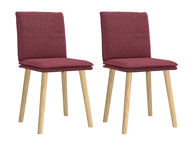 Set di 2 sedie da pranzo in tessuto rosso bordeaux