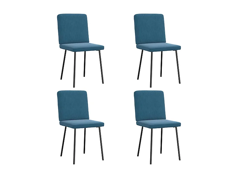 Juego de 4 sillas de comedor de terciopelo azul