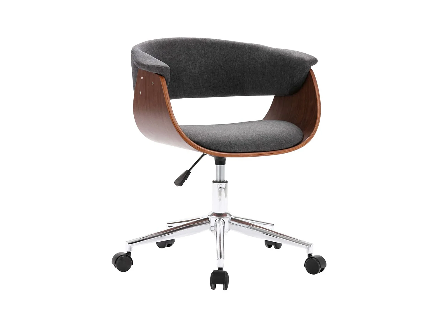 Sedia da pranzo girevole in legno curvato grigio e tessuto