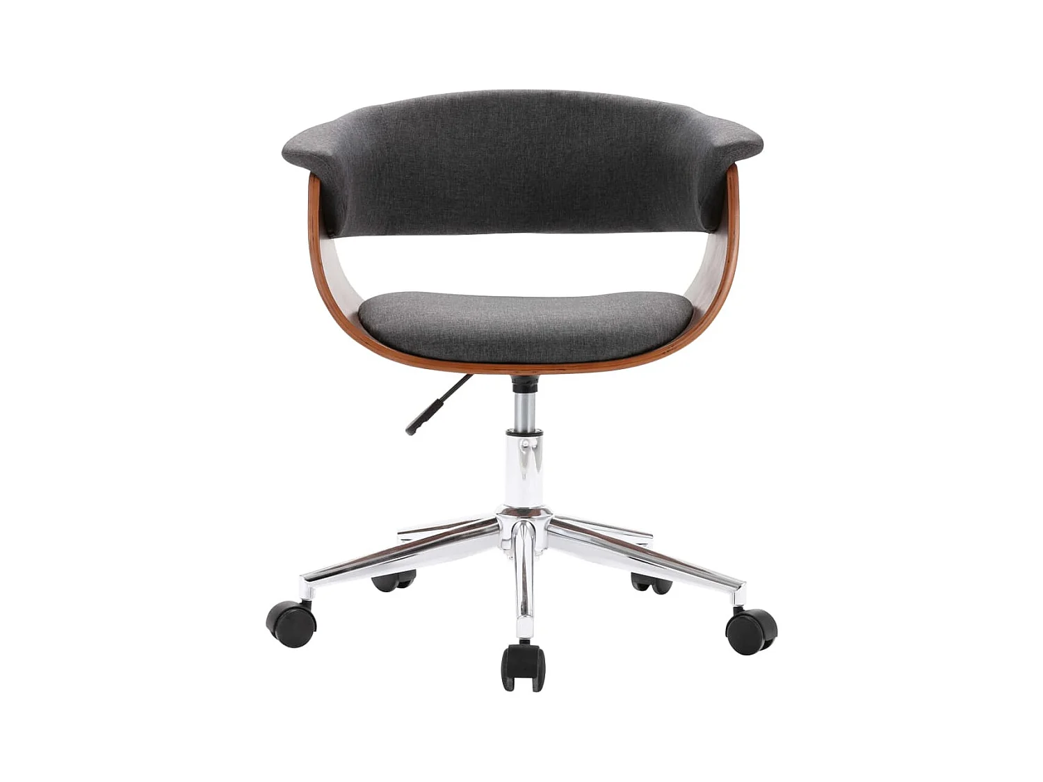 Sedia da pranzo girevole in legno curvato grigio e tessuto