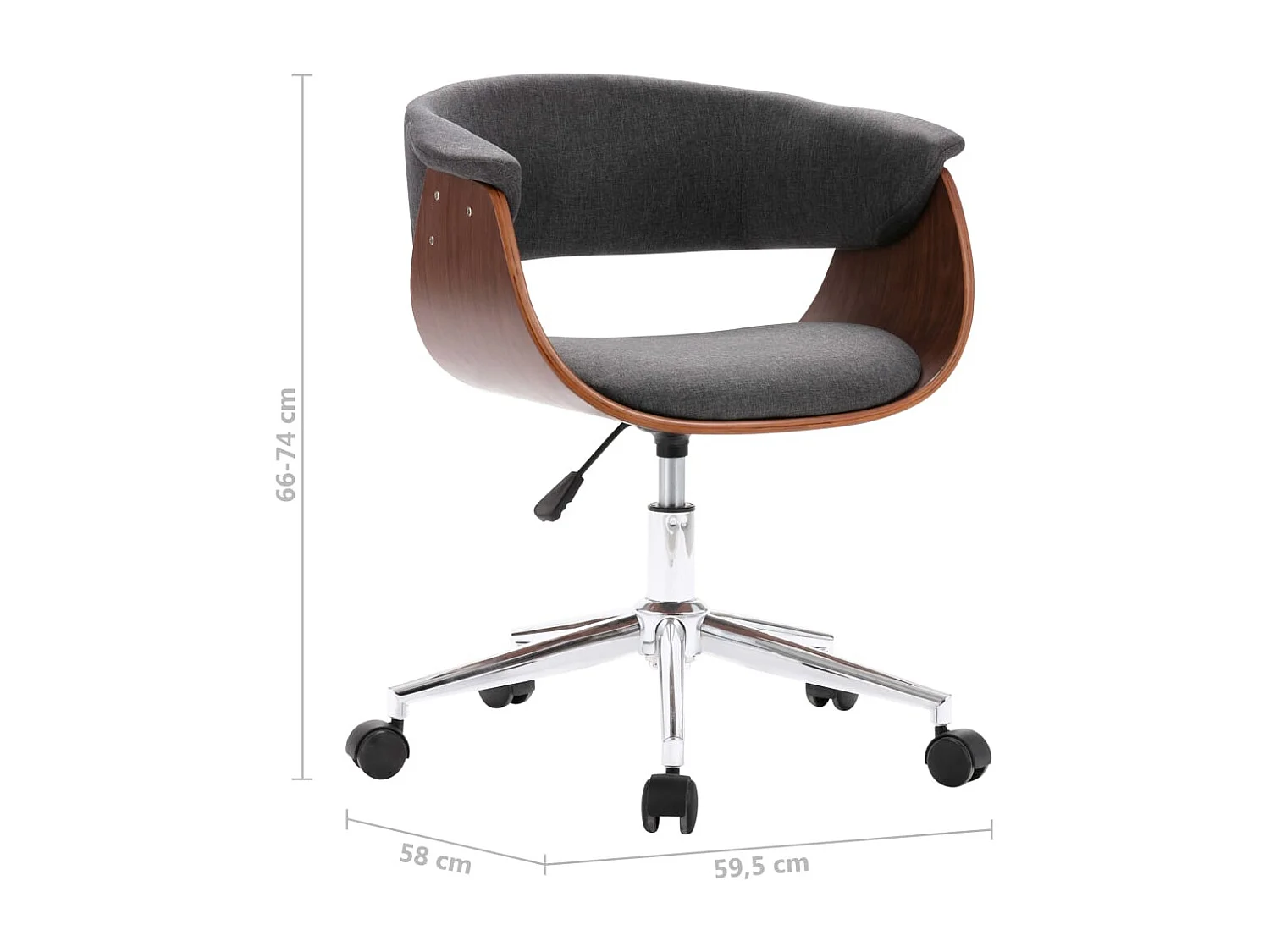 Chaise pivotante à manger Gris Bois courbé et tissu