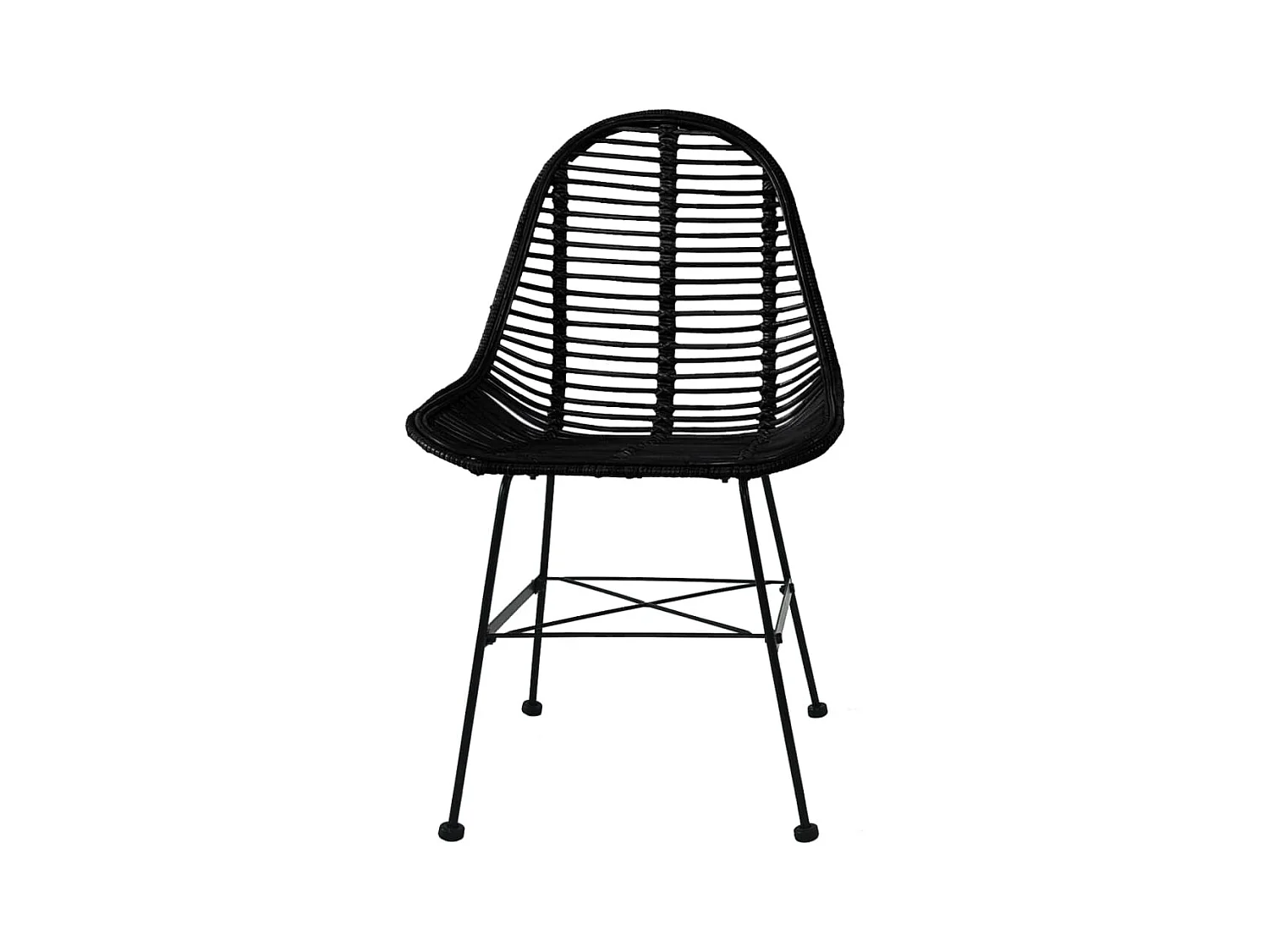 Juego de 6 sillas de comedor de ratán natural negro