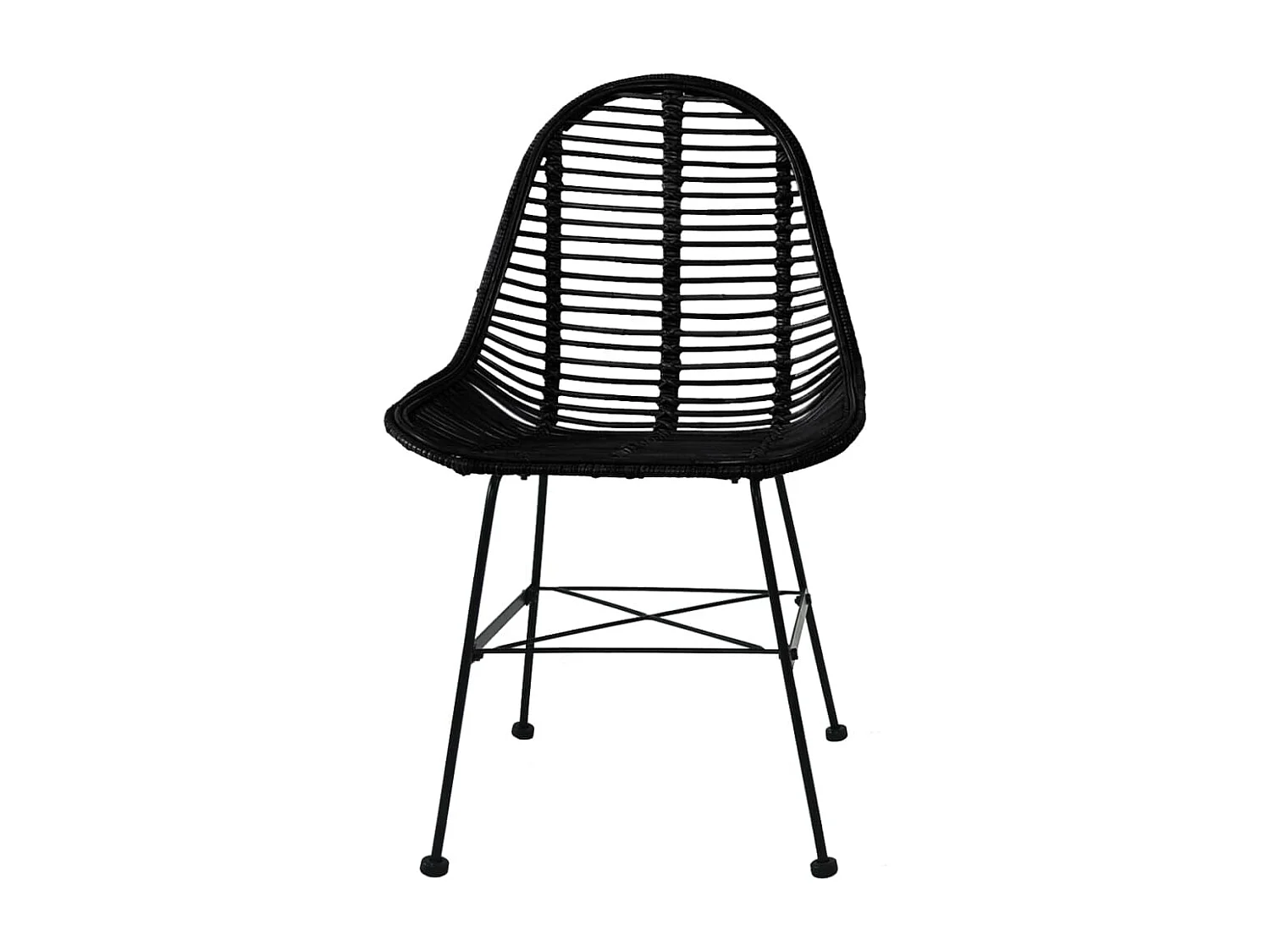 Set di 6 sedie da pranzo in rattan naturale nero