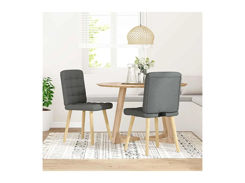 Eetkamerstoelen set van 2 donkergrijze stof