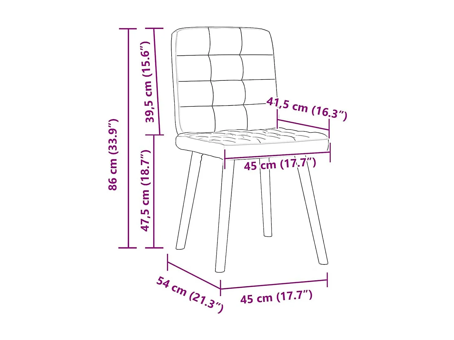 Eetkamerstoelen set van 2 donkergrijze stof