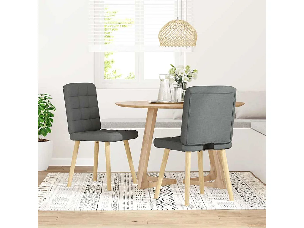 Juego de 2 sillas de comedor de tela gris oscuro