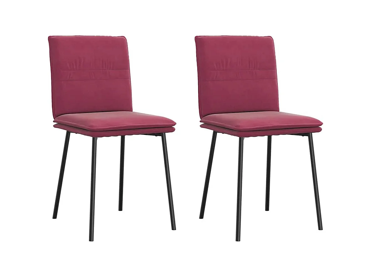 Chaises à manger lot de 2 Rouge bordeaux Velours