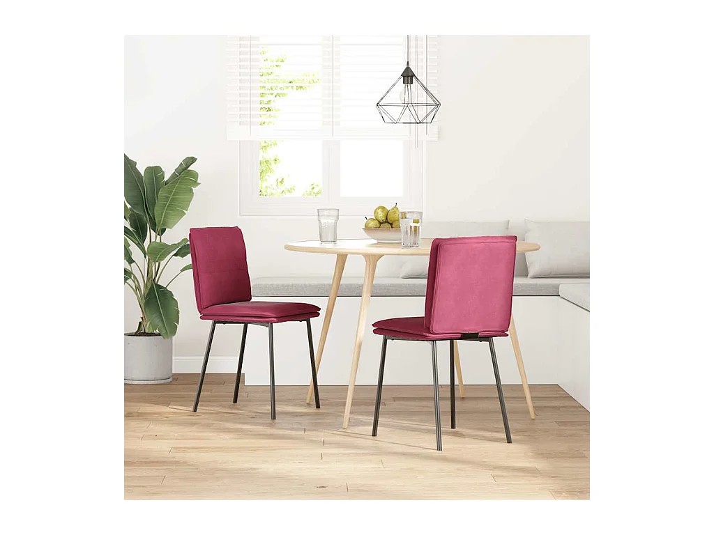 Chaises à manger lot de 2 Rouge bordeaux Velours