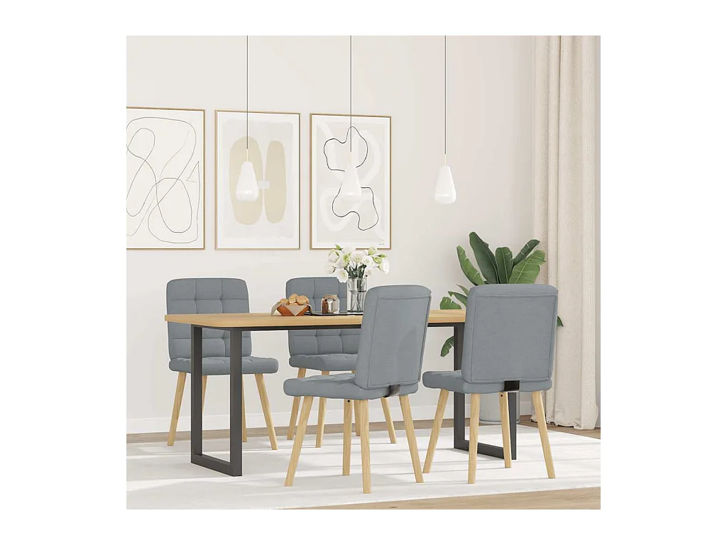 Chaises à manger lot de 4 gris clair tissu