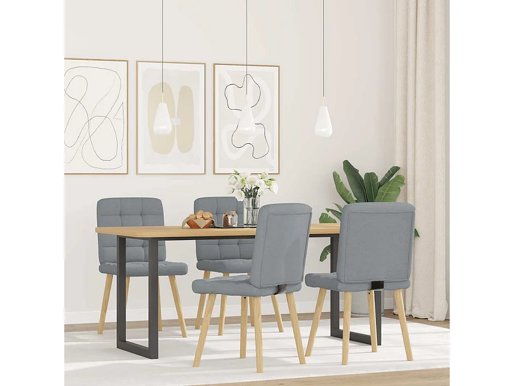 Eetkamerstoelen set van 4 lichtgrijze stof