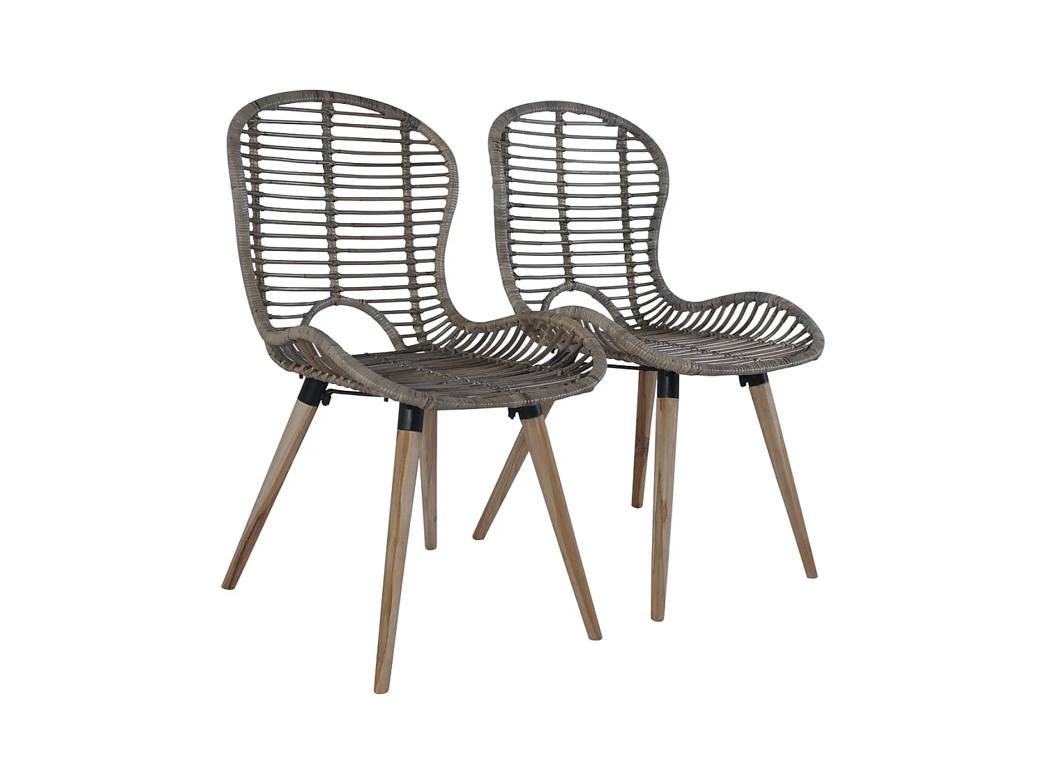 Chaises à manger lot de 2 marron rotin naturel