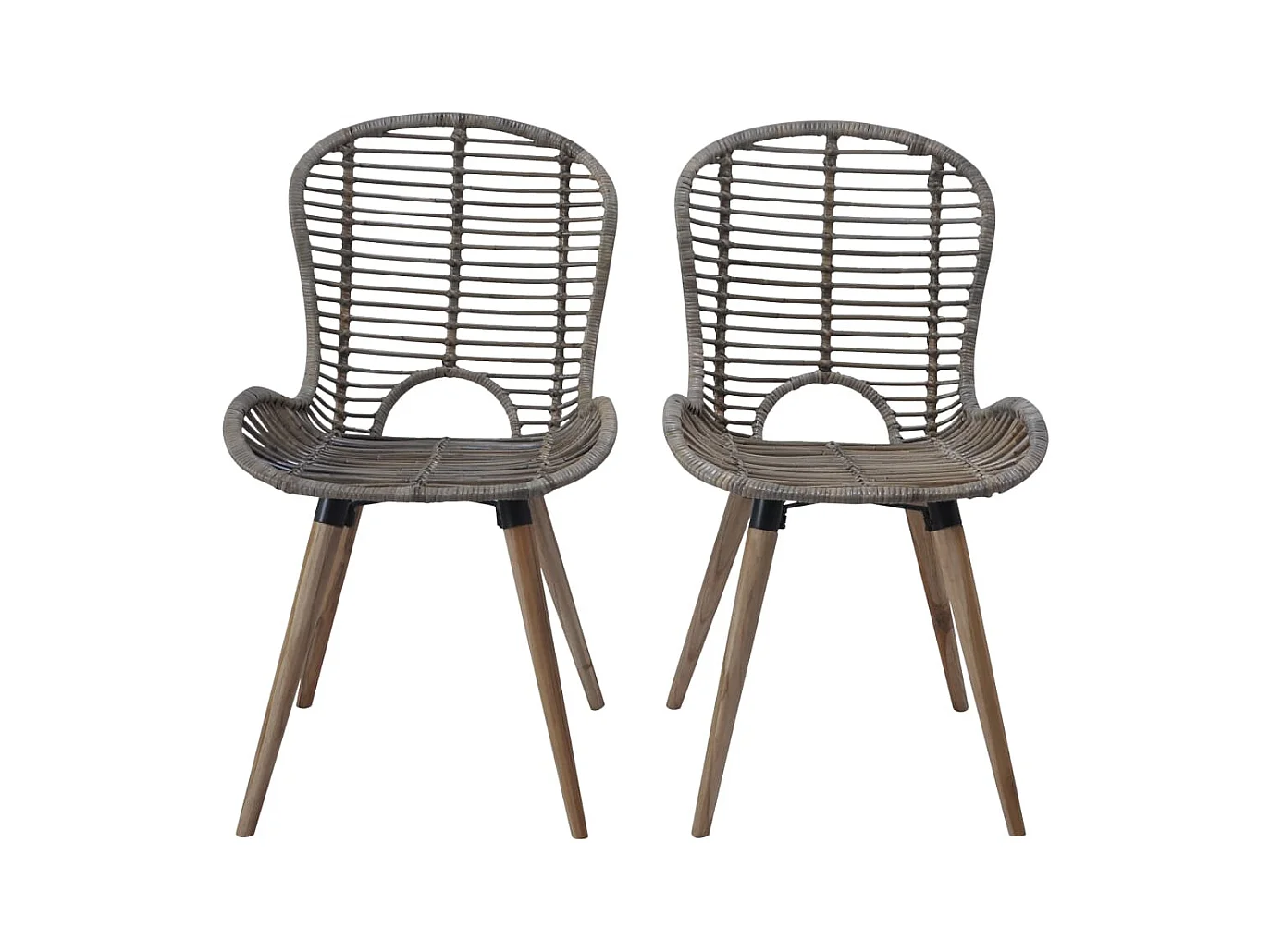 Chaises à manger lot de 2 marron rotin naturel