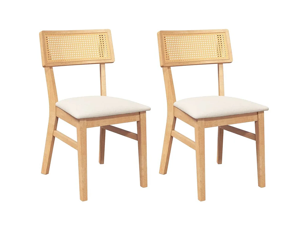 Chaises à manger coussins 2 pcs bois massif caoutchouc