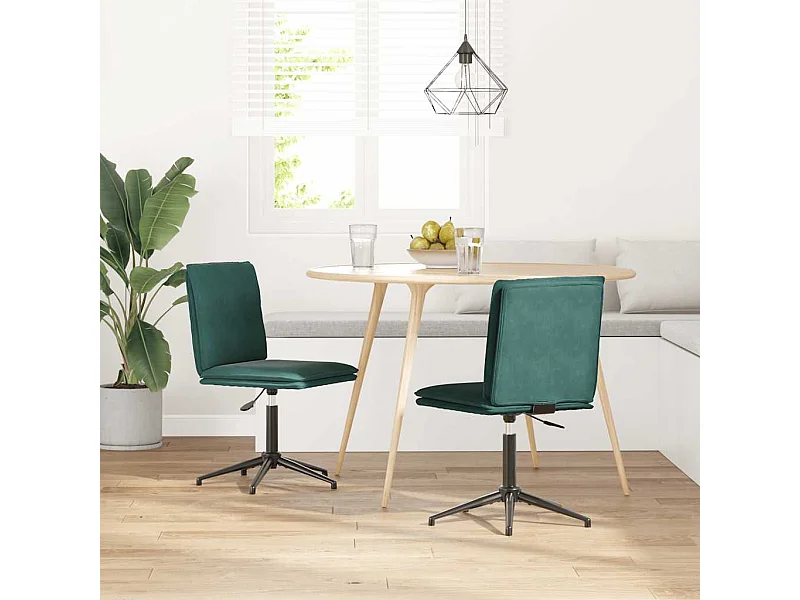 Juego de 2 sillas de comedor de terciopelo verde oscuro