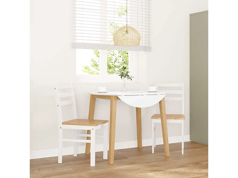 Sillas de comedor 2 piezas madera maciza de caucho blanco