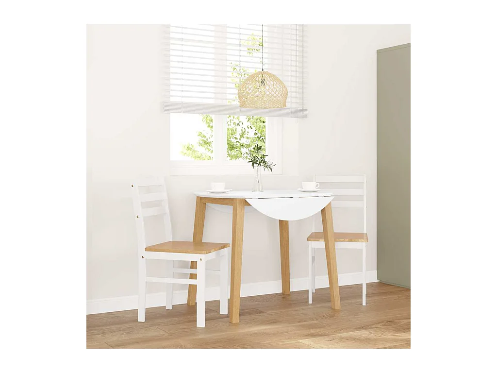 Chaises à manger 2 pcs blanc bois massif caoutchouc