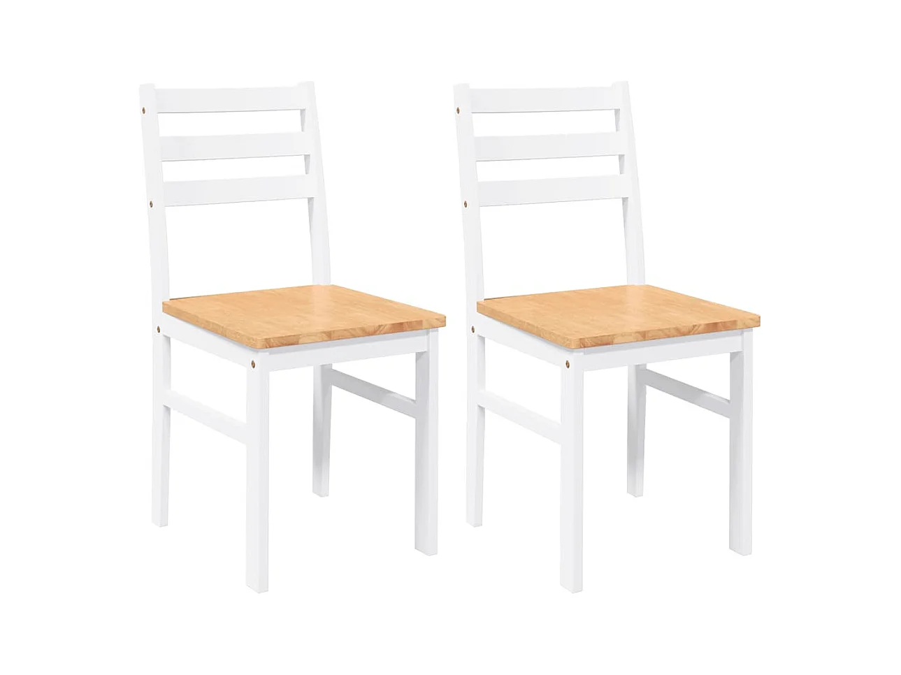 Chaises à manger 2 pcs blanc bois massif caoutchouc