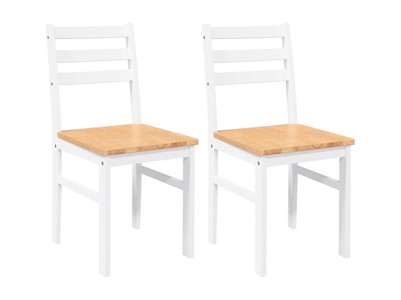 Sedie da pranzo 2 pezzi in legno massello di gomma bianco