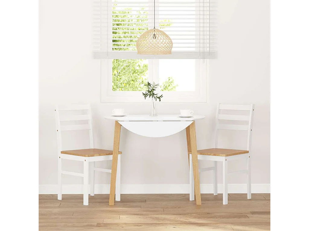 Sedie da pranzo 2 pezzi in legno massello di gomma bianco