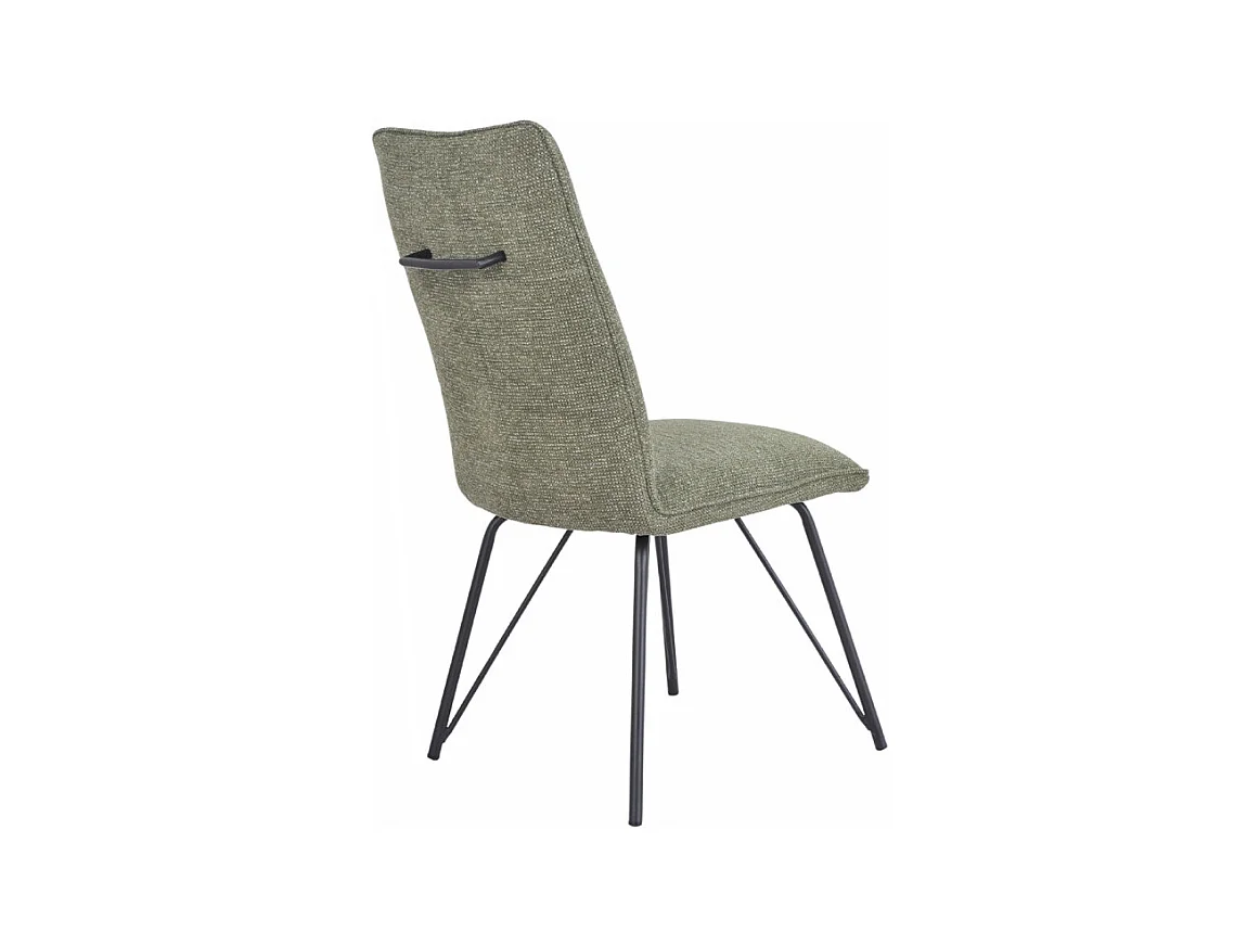 Lot 2 chaises en tissu doux vert avec pieds en métal noir - LUCAS