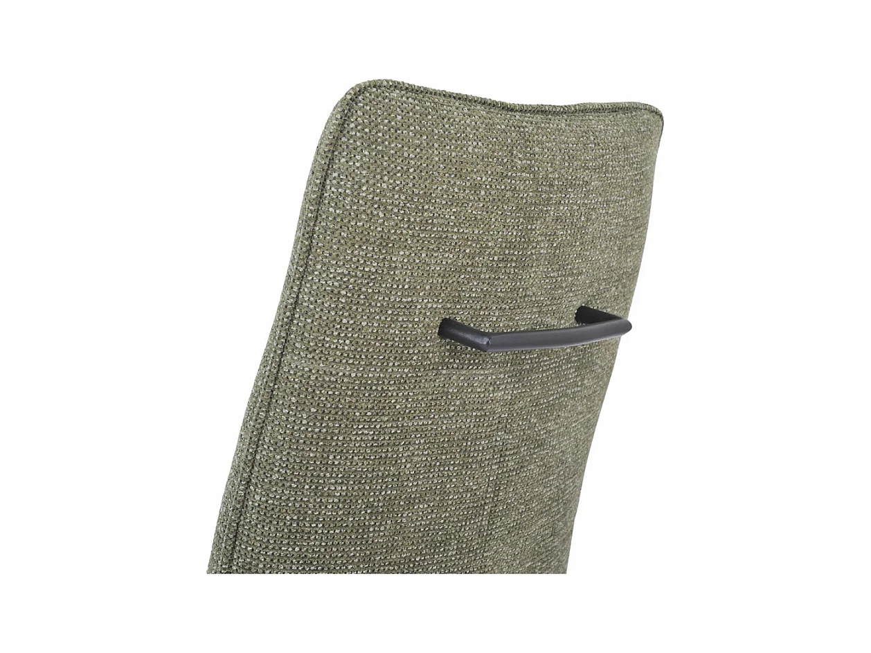 Lot 2 chaises en tissu doux vert avec pieds en métal noir - LUCAS