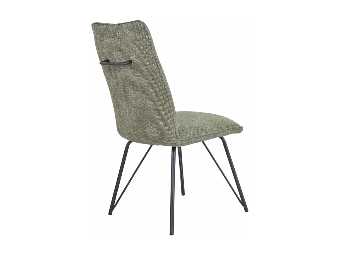 Lot 2 chaises en tissu doux vert avec pieds en métal noir - LUCAS