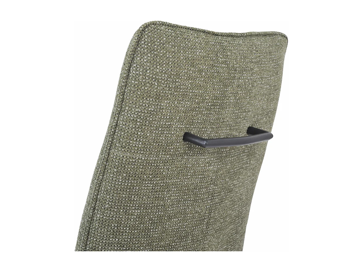 Lot 2 chaises en tissu doux vert avec pieds en métal noir - LUCAS