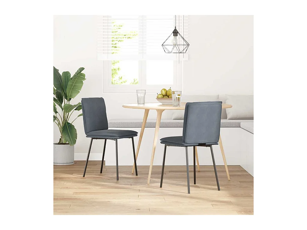 Set di 2 sedie da pranzo in velluto grigio scuro