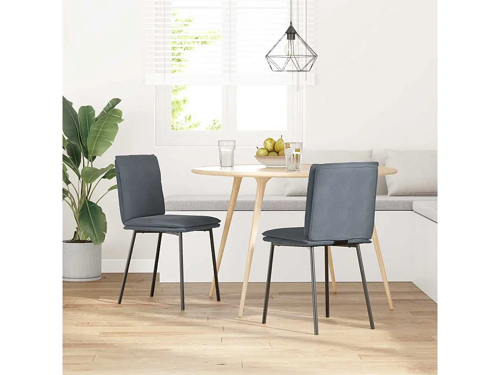 Juego de 2 sillas de comedor de terciopelo gris oscuro