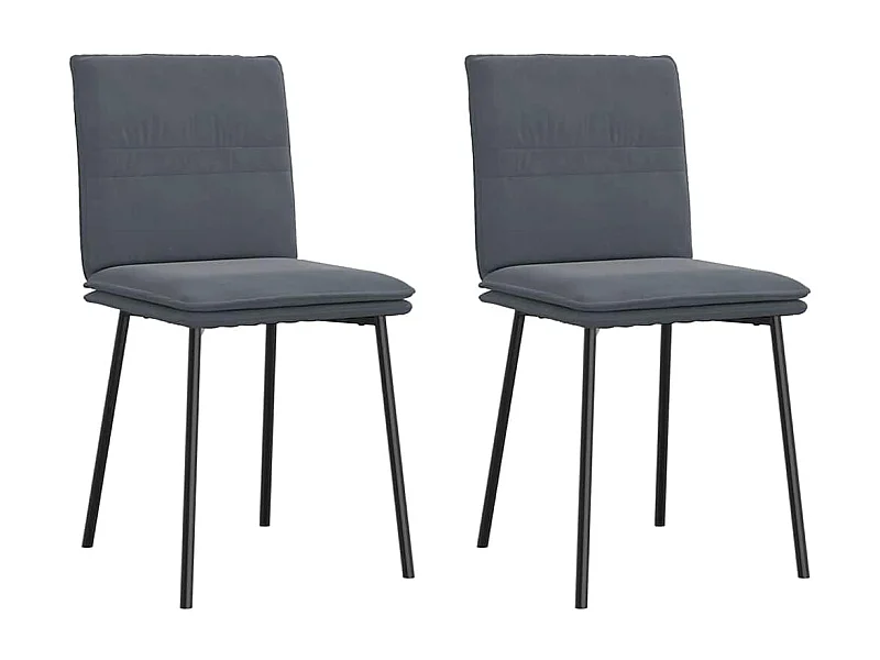 Juego de 2 sillas de comedor de terciopelo gris oscuro