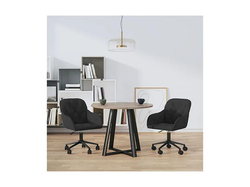 Chaises pivotantes à manger lot de 2 Noir Velours