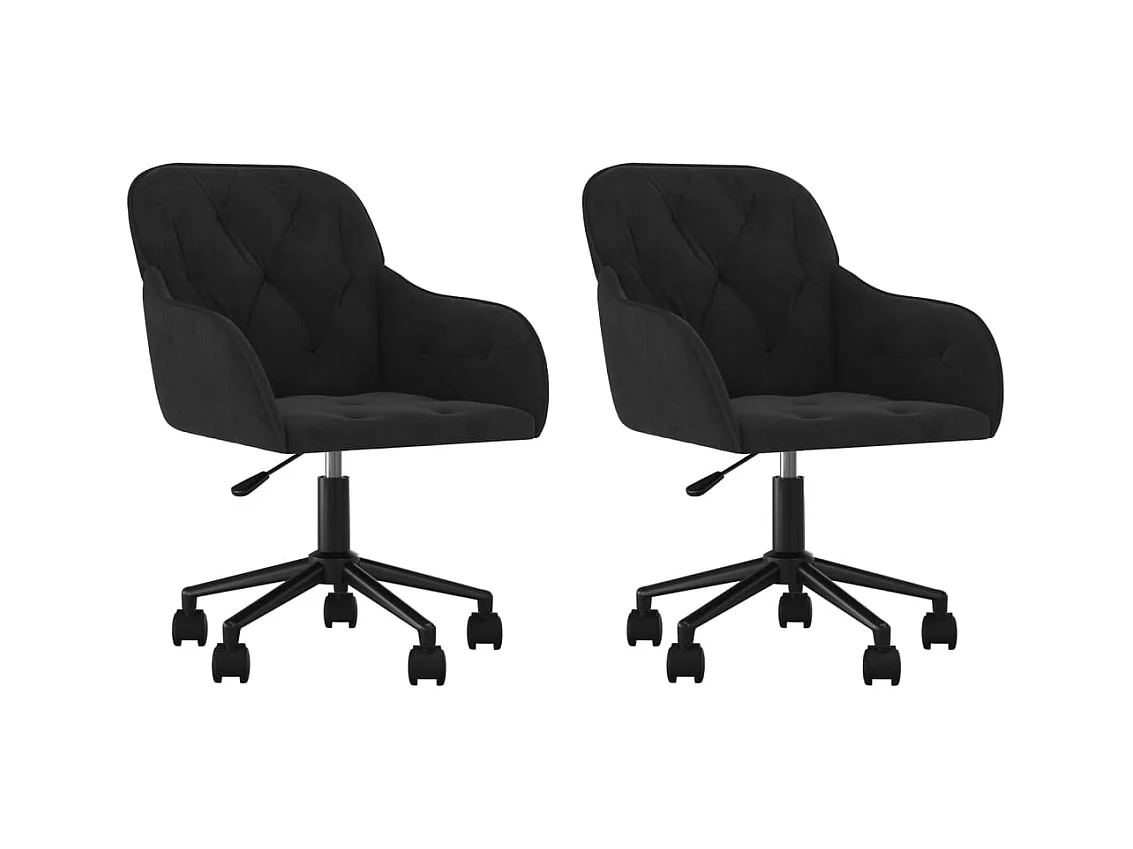 Juego de 2 sillas de comedor giratorias de terciopelo negro
