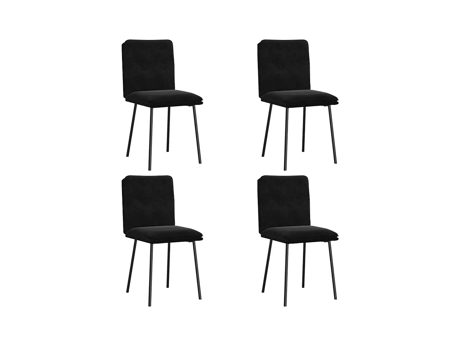 Juego de 4 sillas de comedor de terciopelo negro