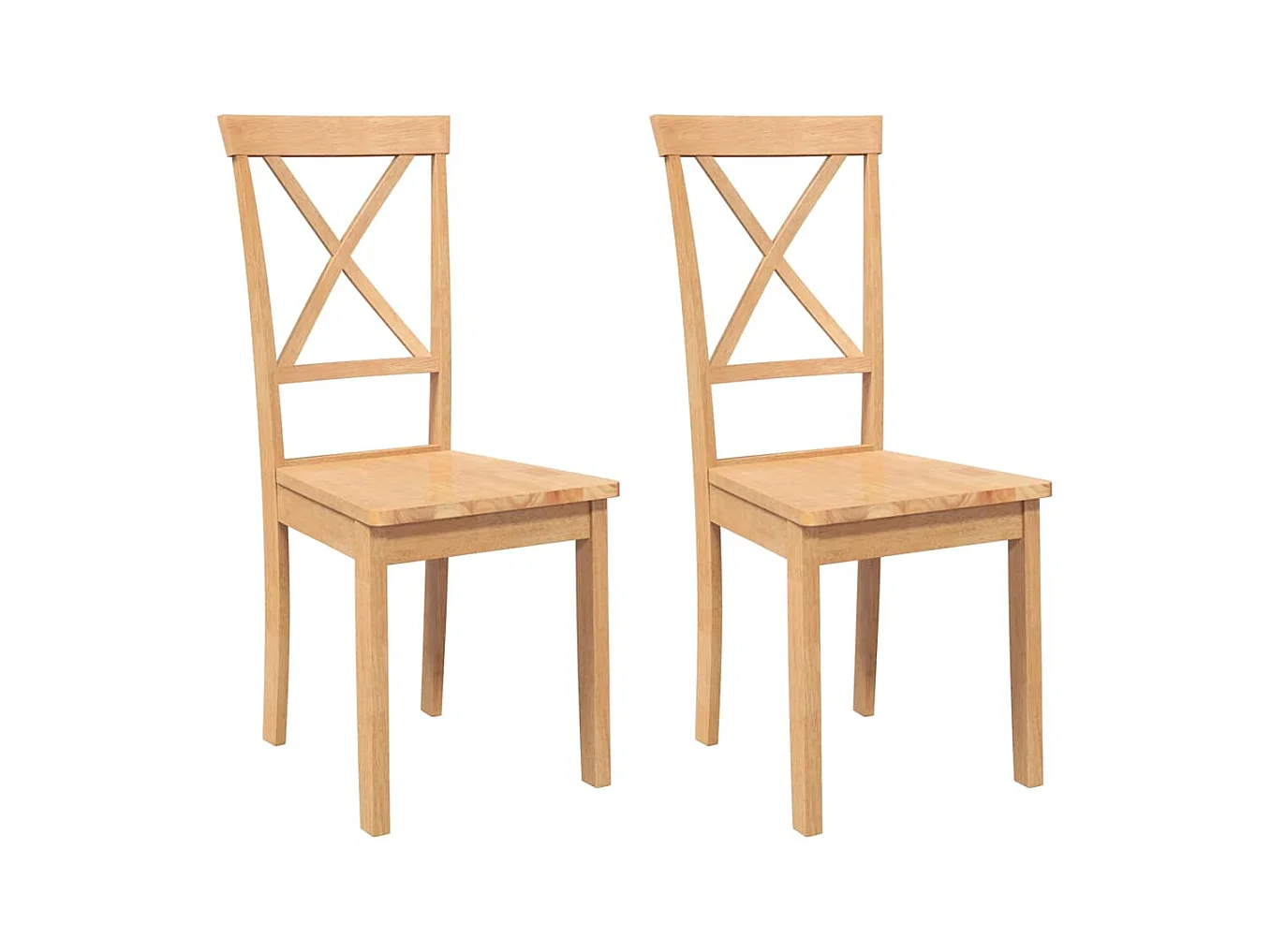 Chaises à manger 2 pcs bois massif caoutchouc