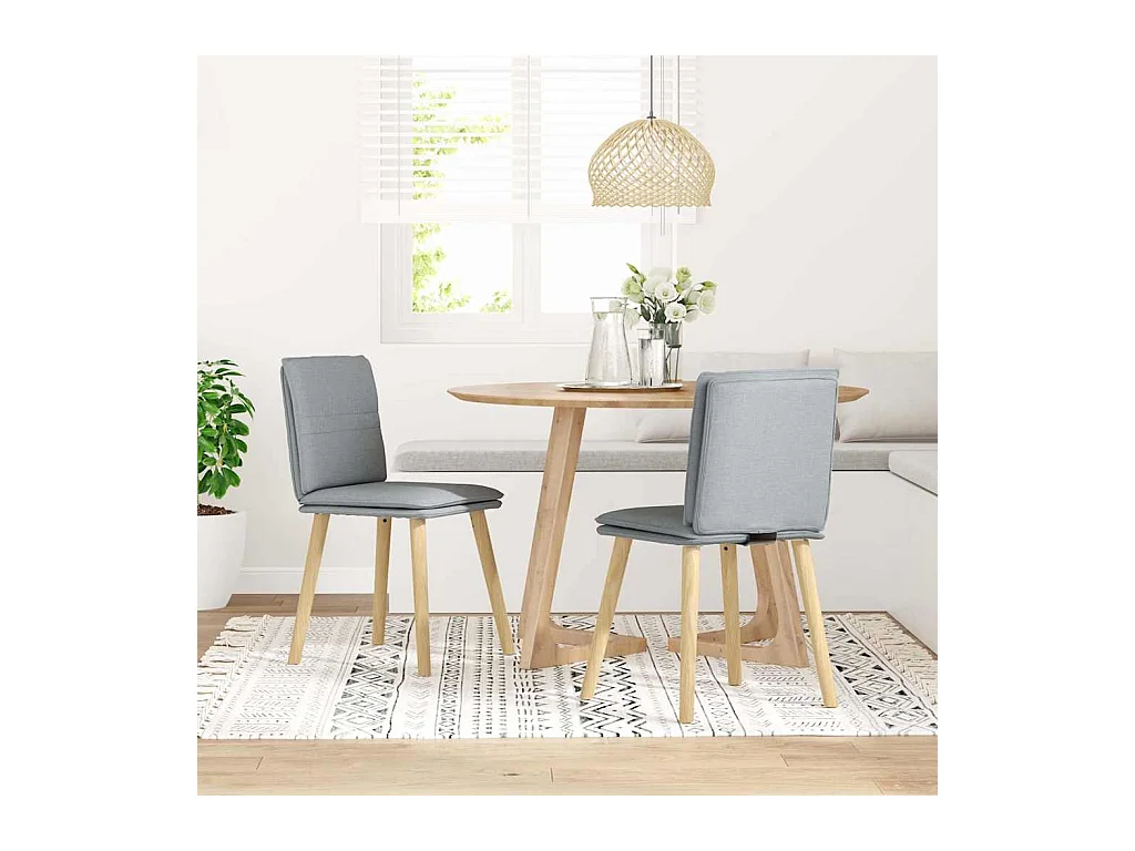 Juego de 2 sillas de comedor de tela gris claro