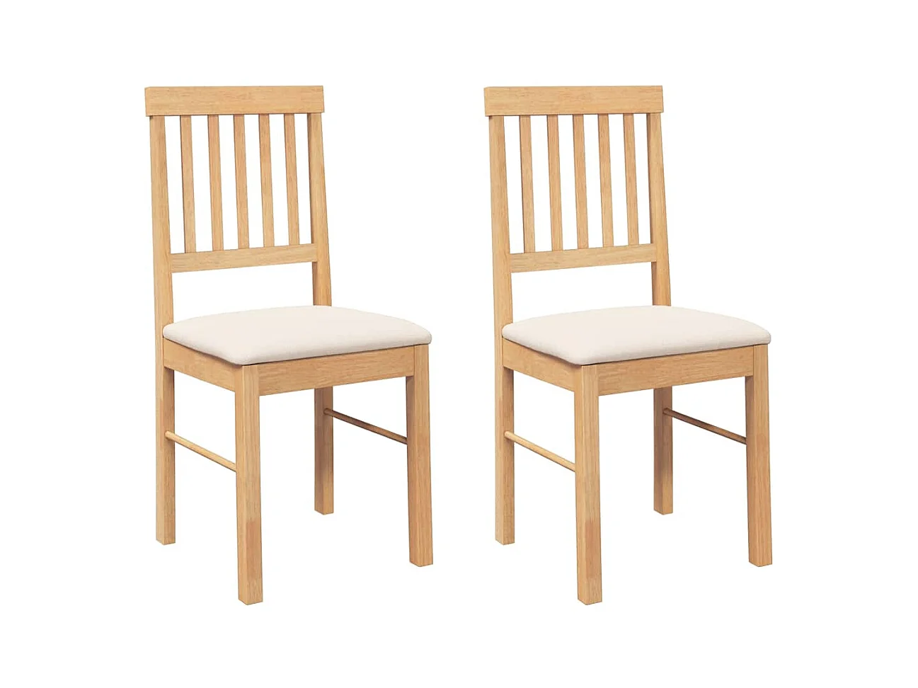 Chaises à manger coussins 2 pcs bois massif caoutchouc