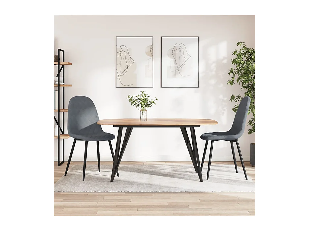 Chaises à manger lot de 2 Gris foncé Velours