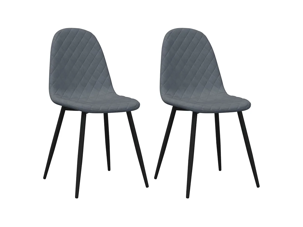 Chaises à manger lot de 2 Gris foncé Velours