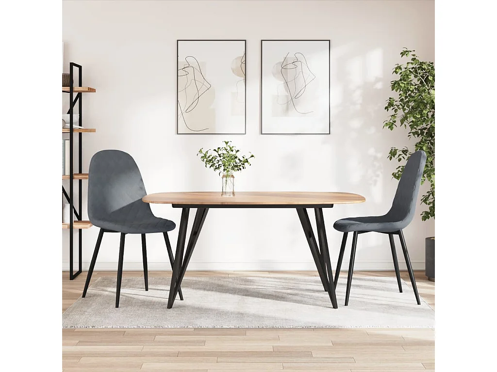 Chaises à manger lot de 2 Gris foncé Velours