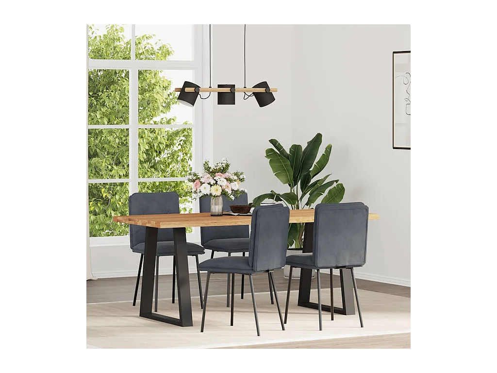 Chaises à manger lot de 4 Gris foncé Velours